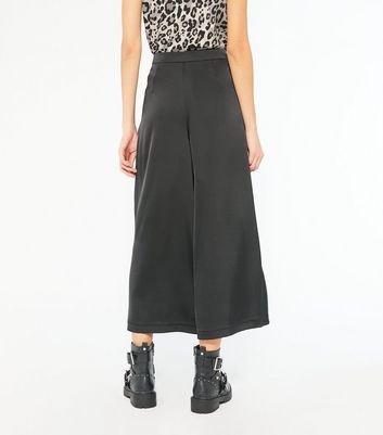 Black Satin Crop Trousers New Look