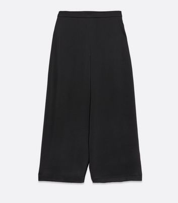 Black Satin Crop Trousers New Look