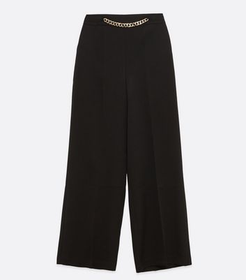 Image of Black Chain Trim Wide Leg Trousers New Look