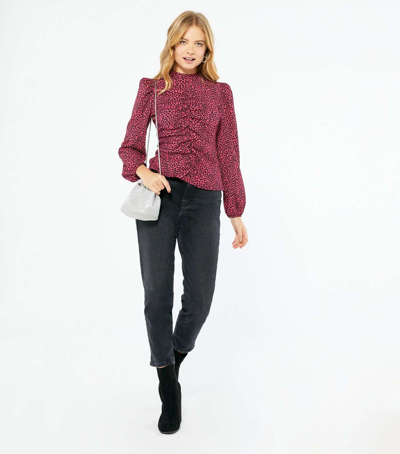 Pink Leopard Print Ruched Top  Image 2