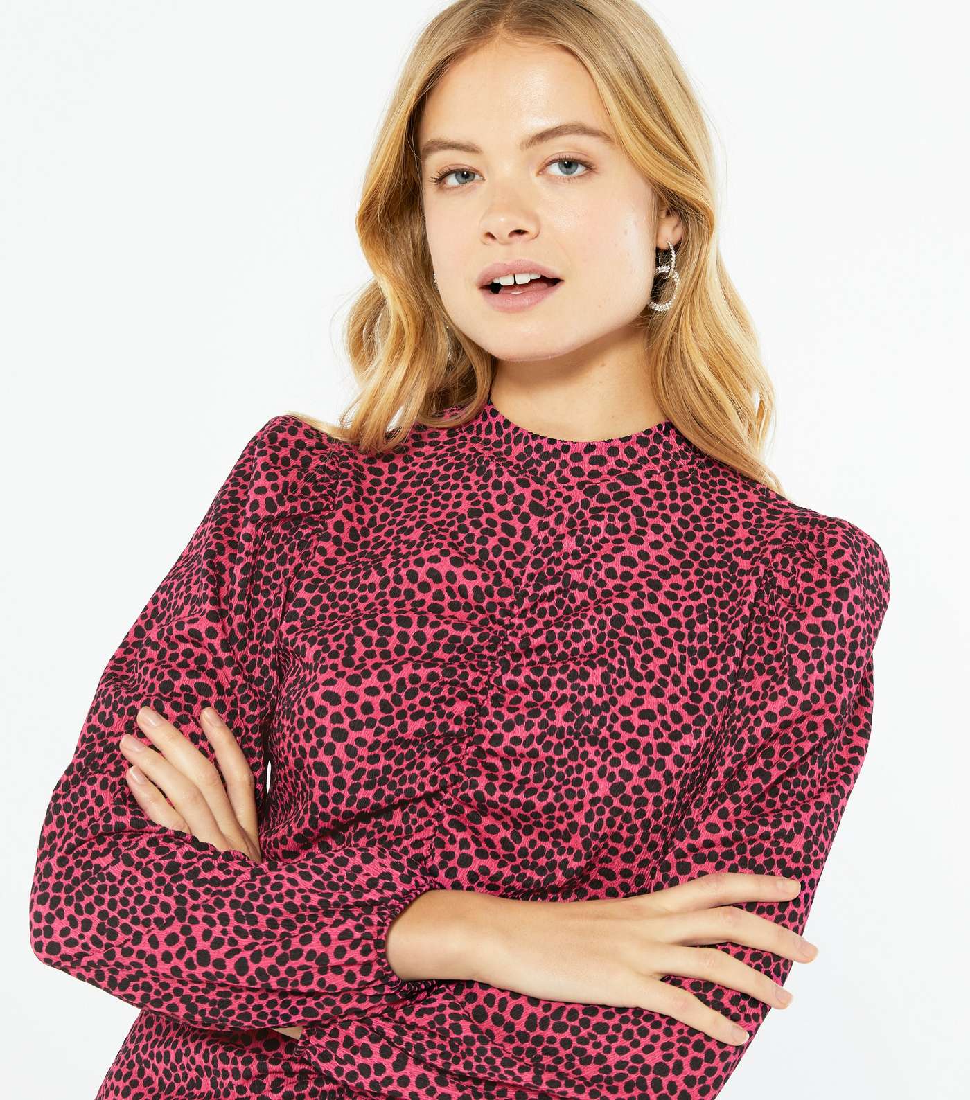 Pink Leopard Print Ruched Top  Image 4