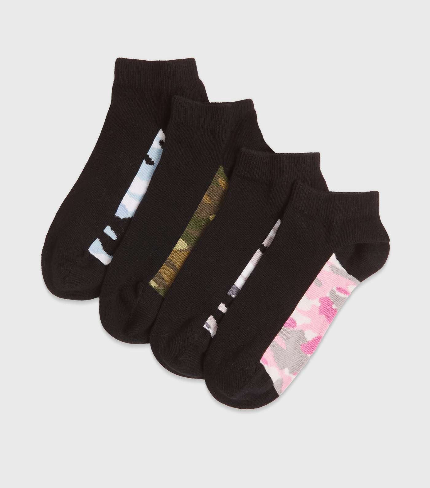4 Pack Girls Multicoloured Camo Trainer Socks 