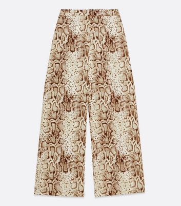 Image of Brown Snake Print Wide Leg Trousers New Look