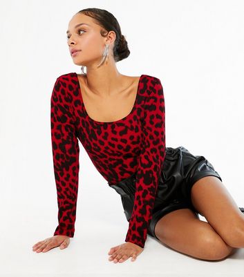 Red Leopard Print Bodysuit | New Look