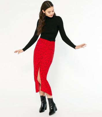 New look sales red midi skirt