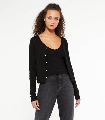 Black ribbed clearance cardigan