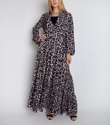 leopard print maxi dress with sleeves