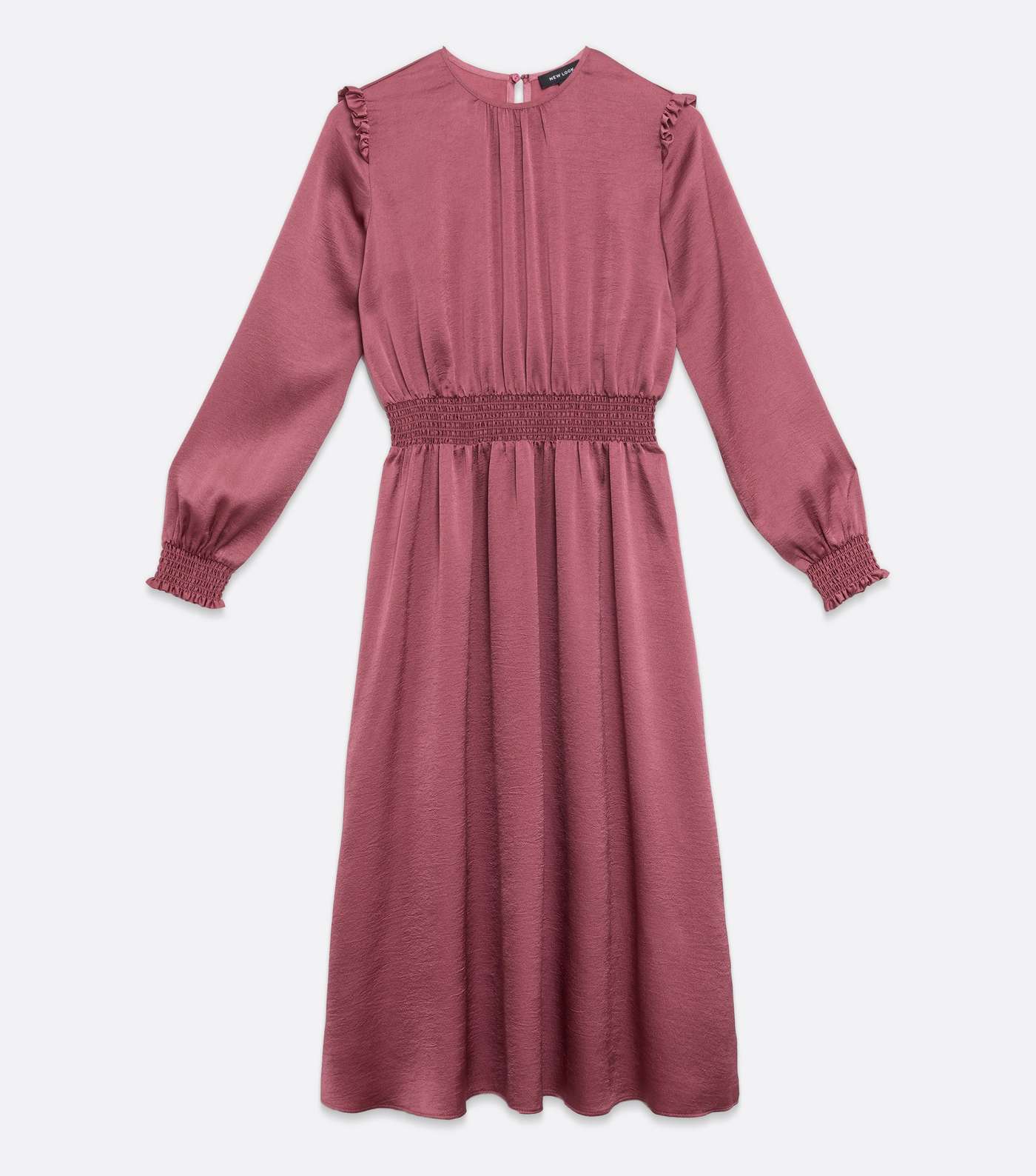 Mid Pink Satin Frill Midi Dress  Image 5
