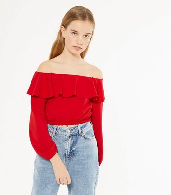 ladies red long sleeve top