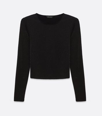 Black glitter long sleeve top online