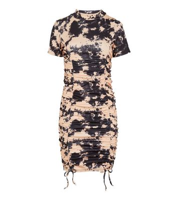 high neck black tie dress