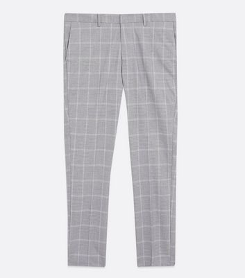 Image of Grey Check Skinny Trousers New Look