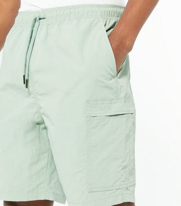 Mint Green Drawstring Waist Cargo Shorts New Look