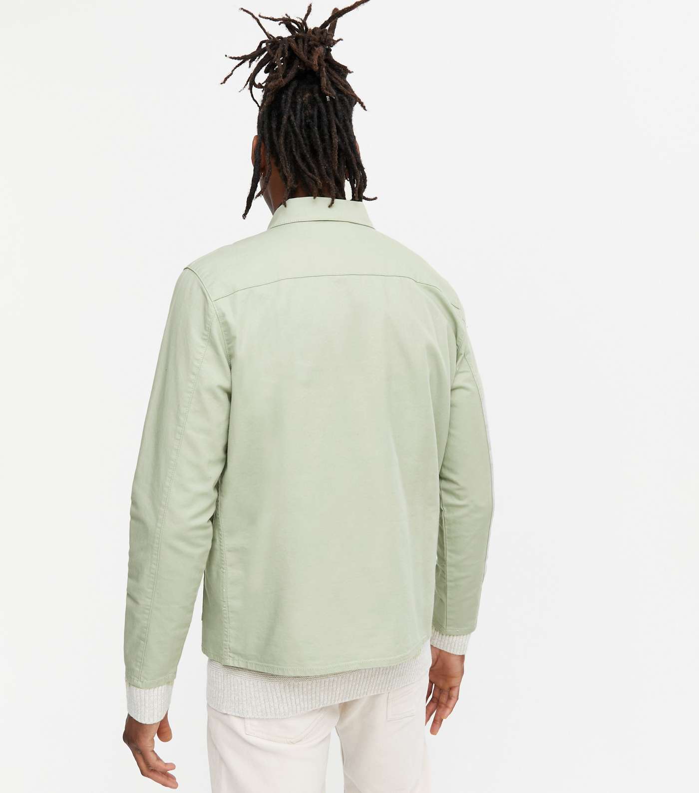Light Green Zip Front Collared Shacket Image 4