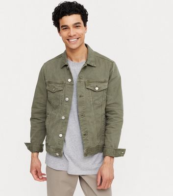 Mens denim jacket khaki sale