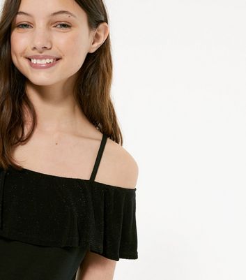 Black glitter best sale cold shoulder top