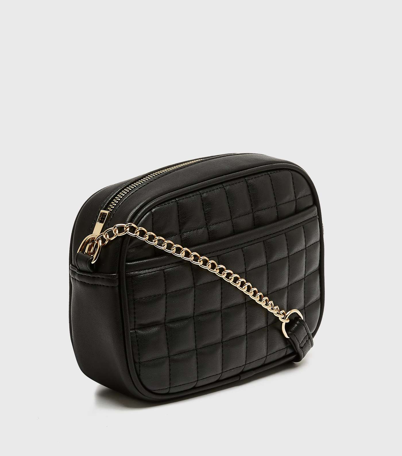 Black Leather-Look Quilted Camera Bag Image 4