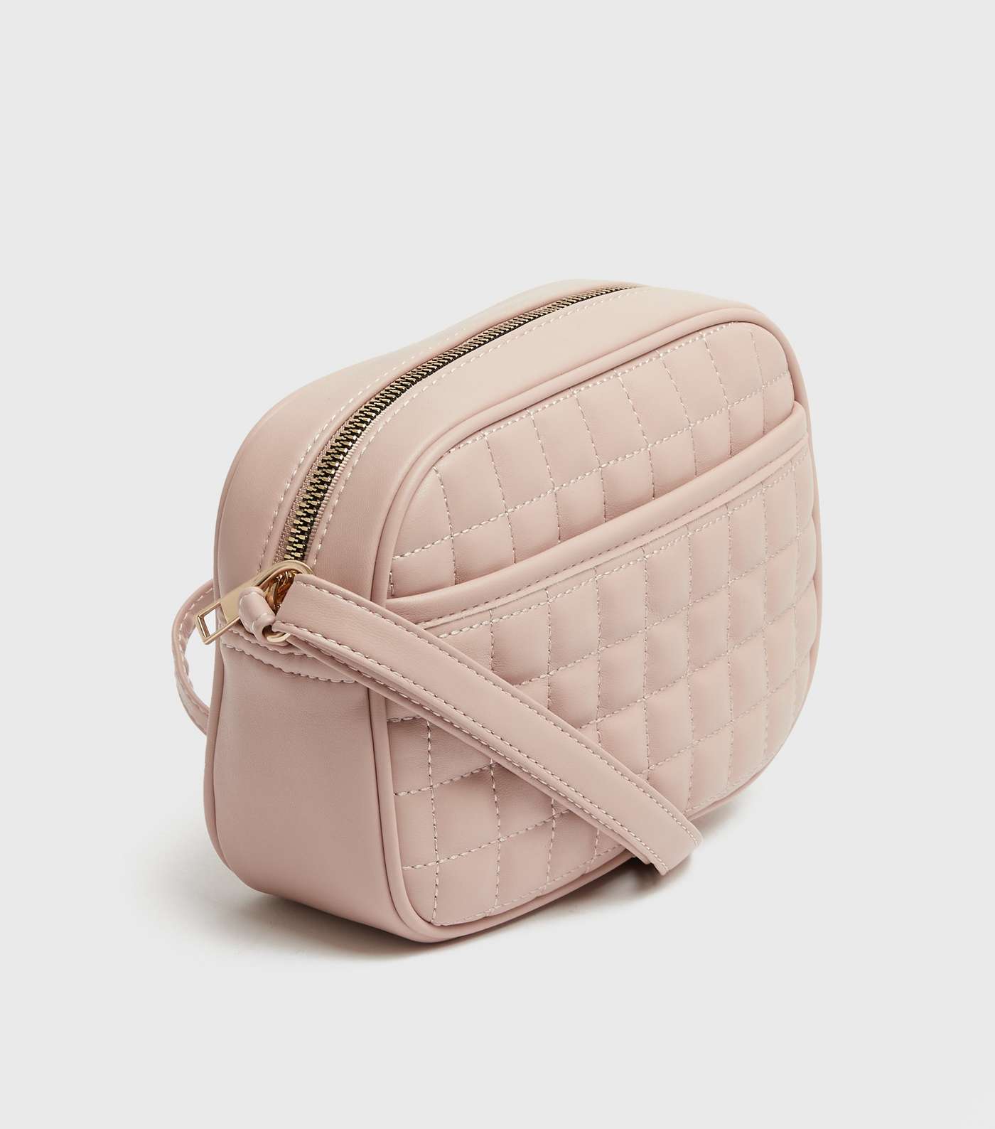 Pale Pink Leather-Look Quilted Camera Bag Image 3