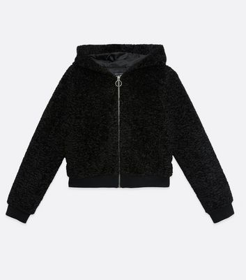 Girls black store teddy jacket