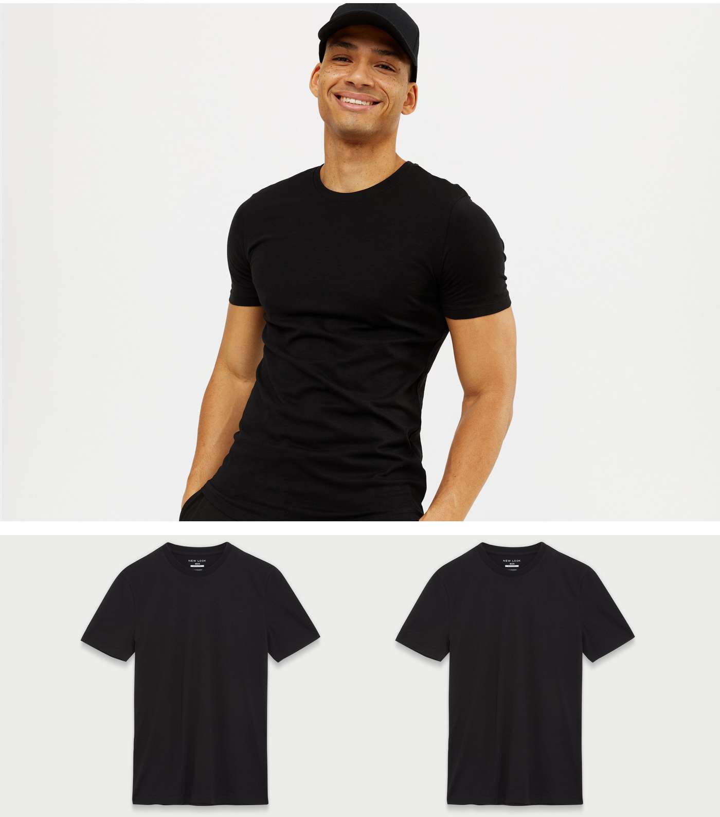 2 Pack Black Muscle Fit T-Shirts