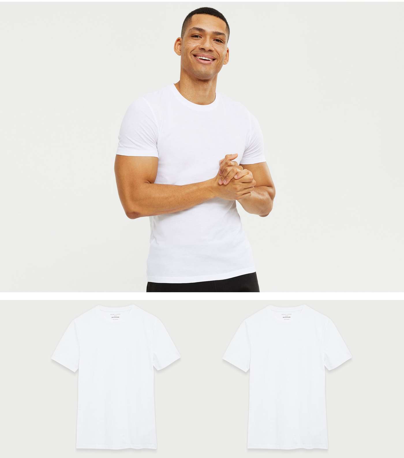 2 Pack White Muscle Fit T-Shirts