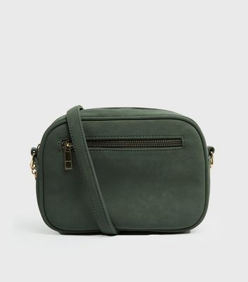 Khaki Leather-Look Camera Bag | New Look
