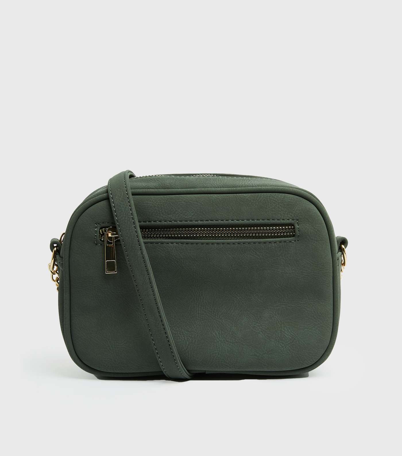 Khaki Leather-Look Camera Bag