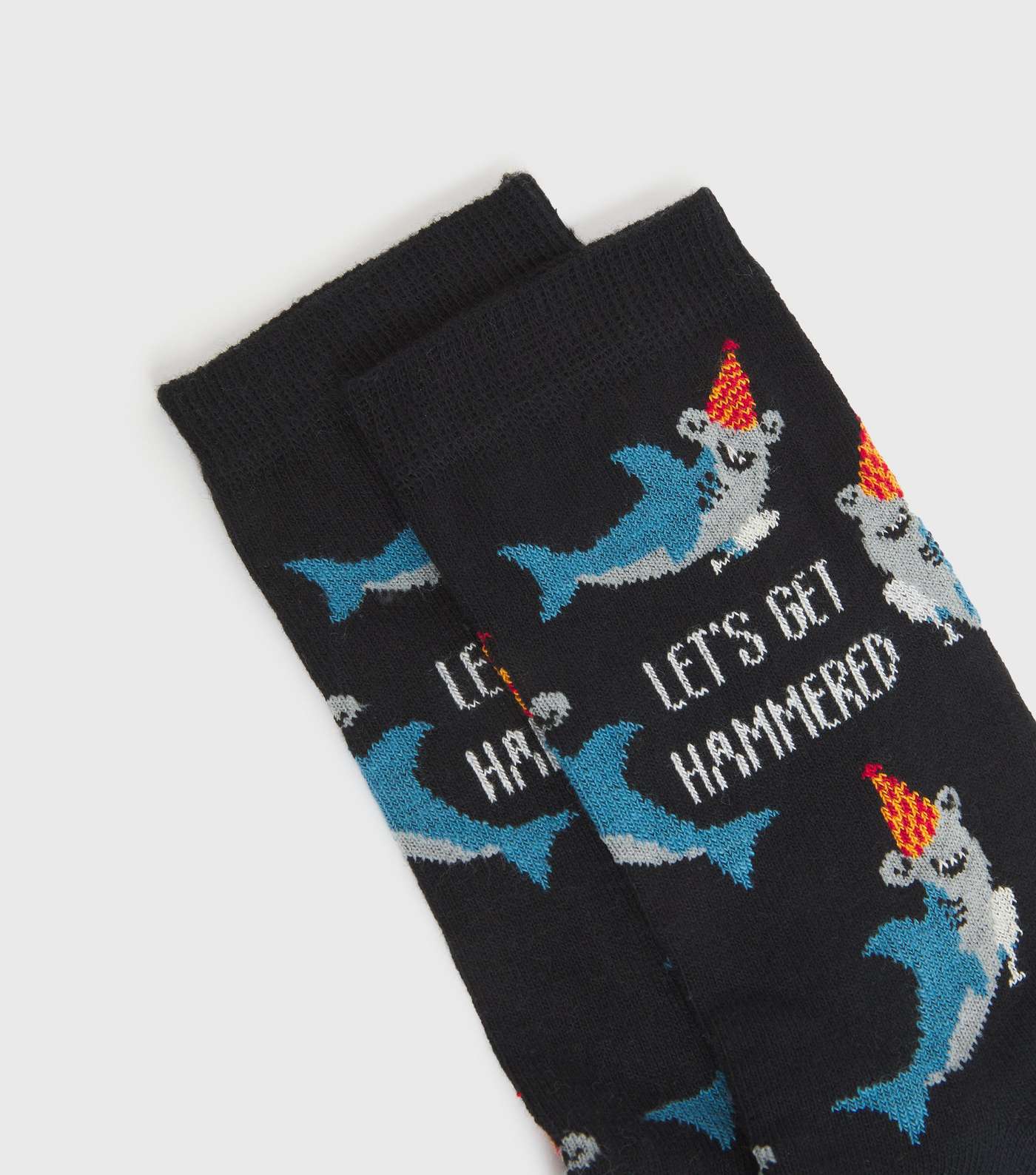 Black Let's Get Hammered Shark Socks Image 2