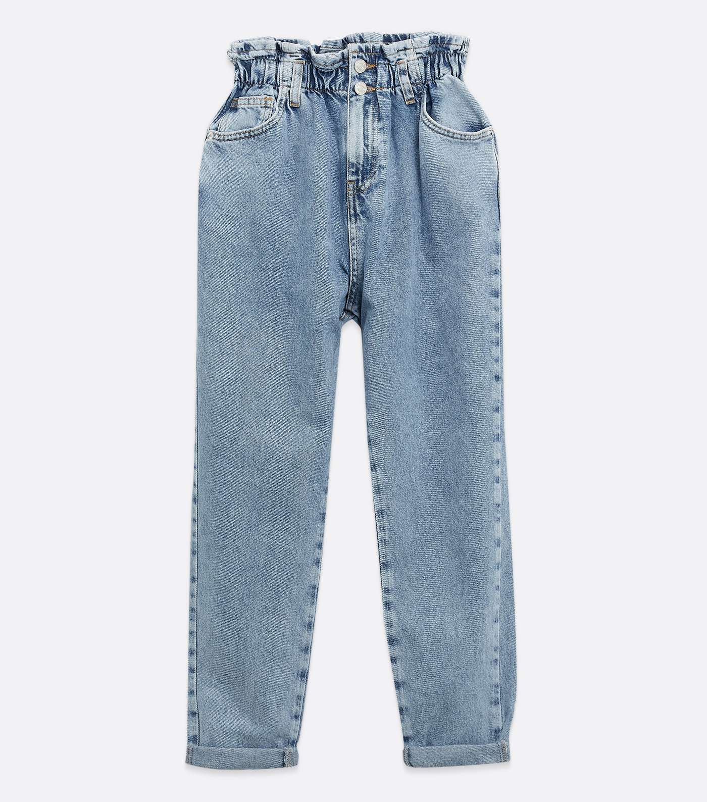 Petite Blue Elasticated High Waist Tori Mom Jeans Image 5