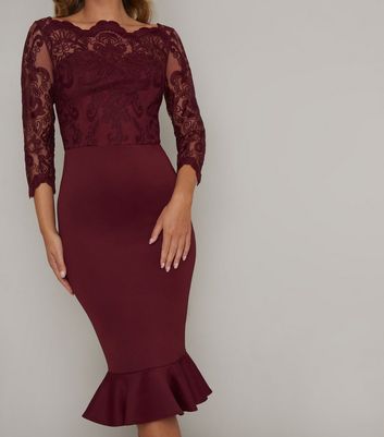 burgundy lace dress