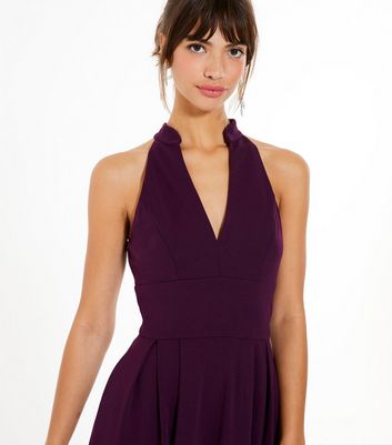 dark purple sleeveless dress