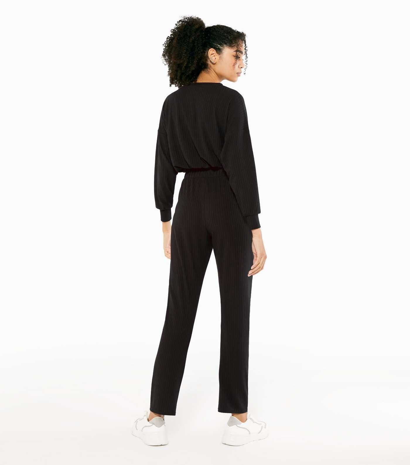 Black Ribbed Top and Trousers Set  Image 4