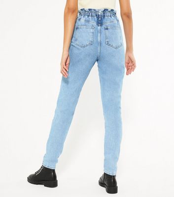 Tall Blue Elasticated High Waist Tori Mom Jeans