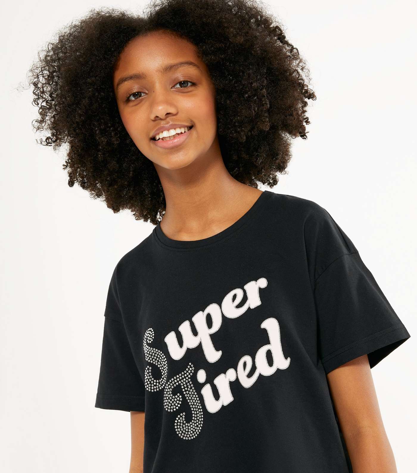 Girls Black Super Tired Logo Short Pyjama Set Image 2