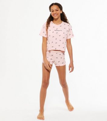 Girls Pale Pink Koala Logo Short Pyjama Set New Look