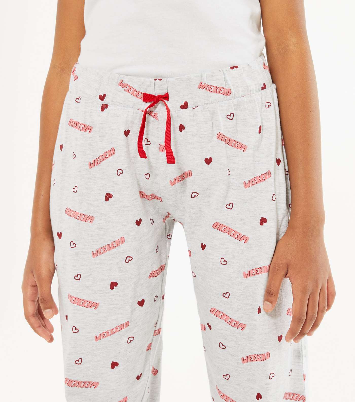Girls White Sausage Dog Weekend Logo Jogger Pyjama Set Image 3
