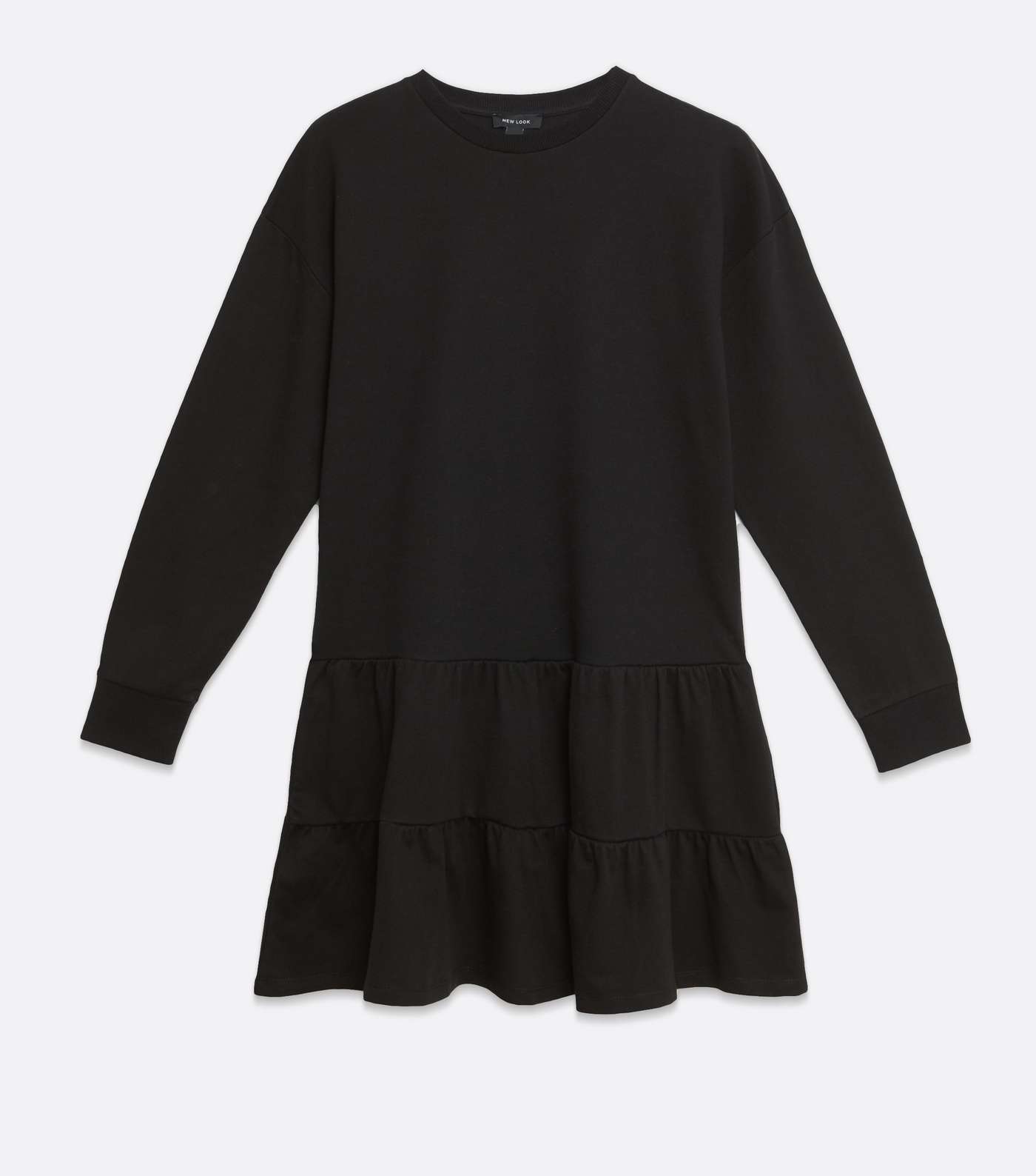 Black Tiered Hem Sweatshirt Dress  Image 5