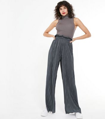 Wide tailored trousers  Dark greyDogtoothpatterned  Ladies  HM IN