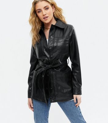 leather belted shacket