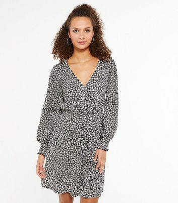 shirred wrap dress