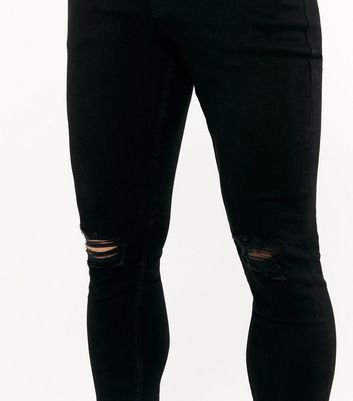 Black Ripped Stretch Skinny Jeans New Look