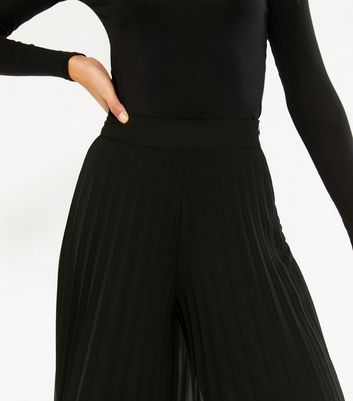 Tall Black Pleated Chiffon Wide Leg 