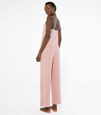 New look pink polka top dot jumpsuit