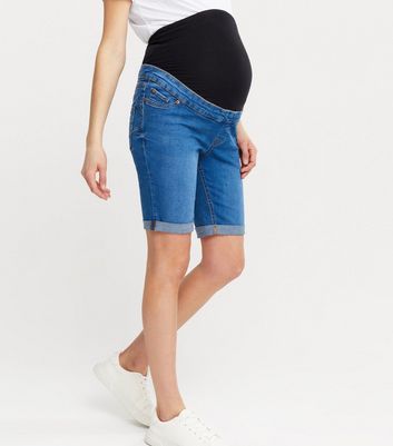 Maternity knee clearance length denim skirt