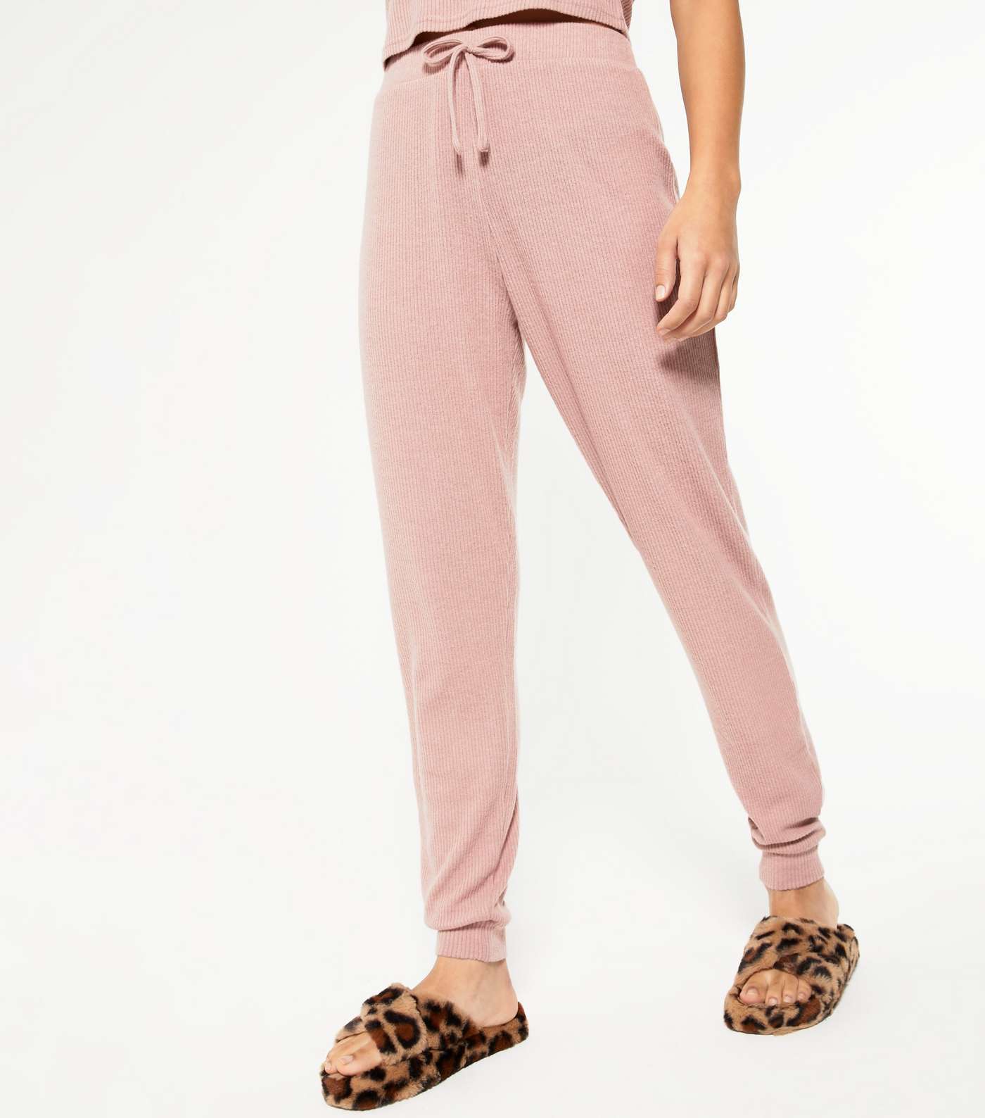 Mid Pink Ribbed Cuffed Lounge Joggers Image 2