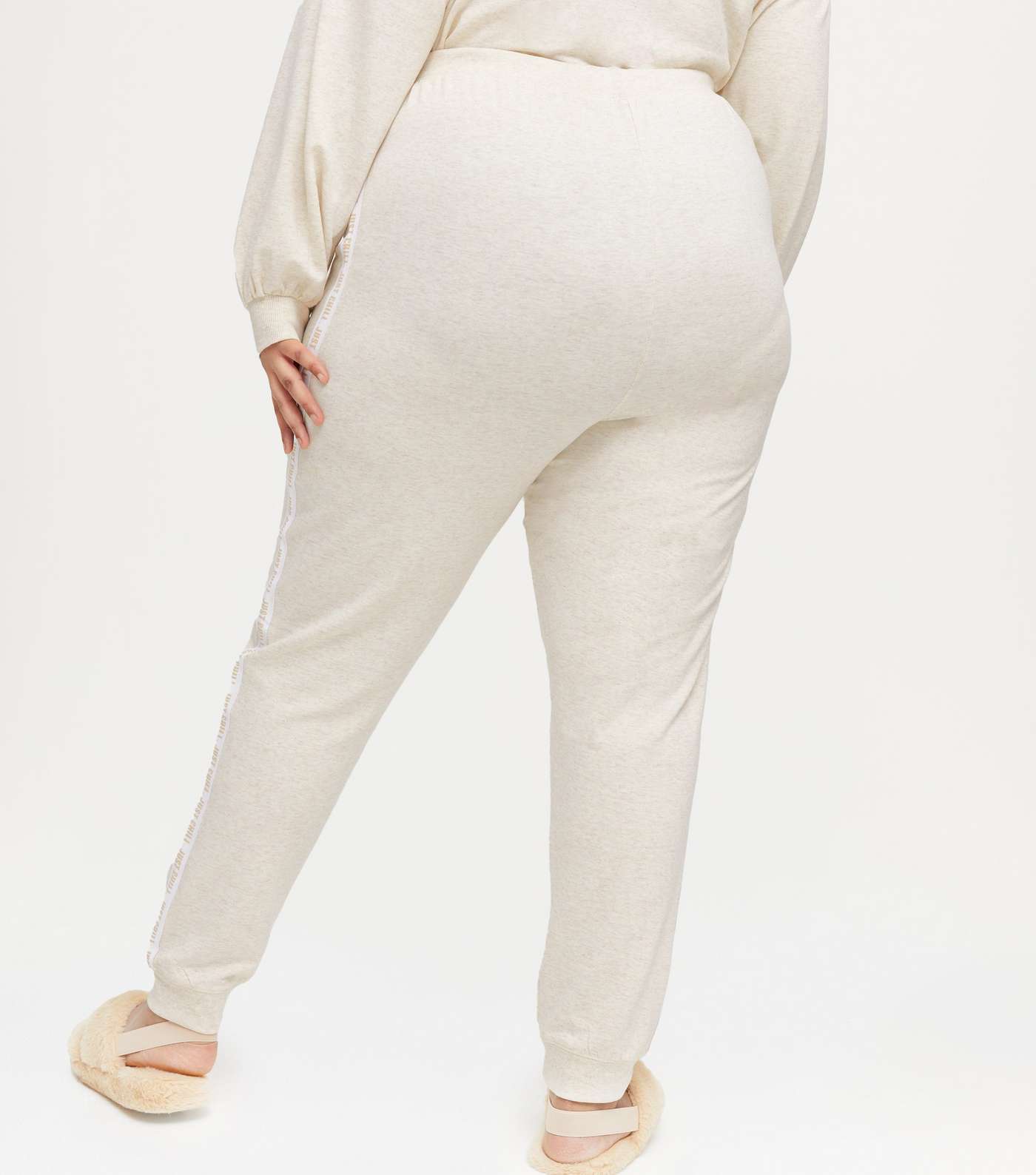 Curves Cream Just Chill Side Stripe Lounge Joggers Image 4