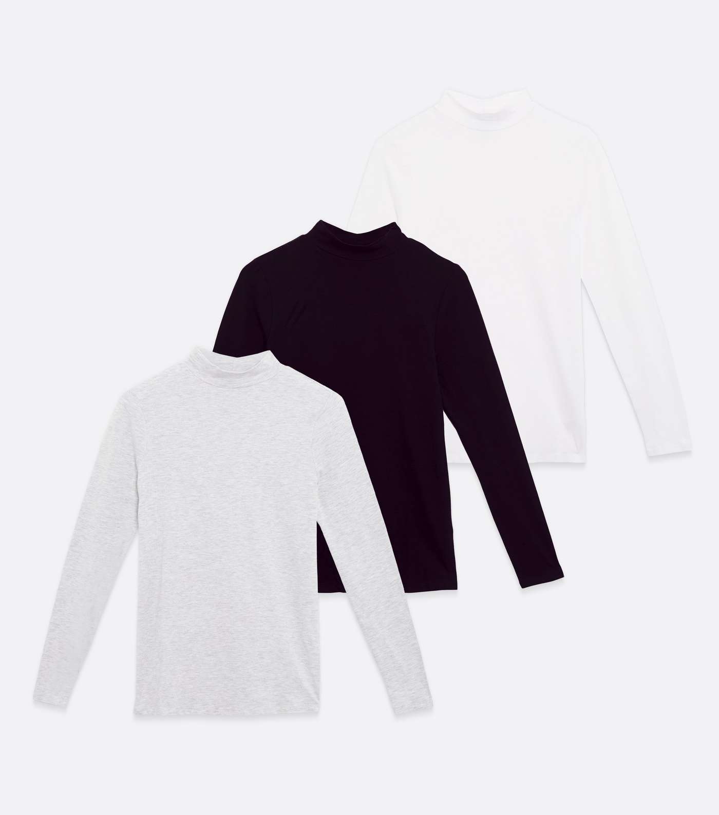 Maternity 3 Pack Black White and Grey High Neck Tops Image 5