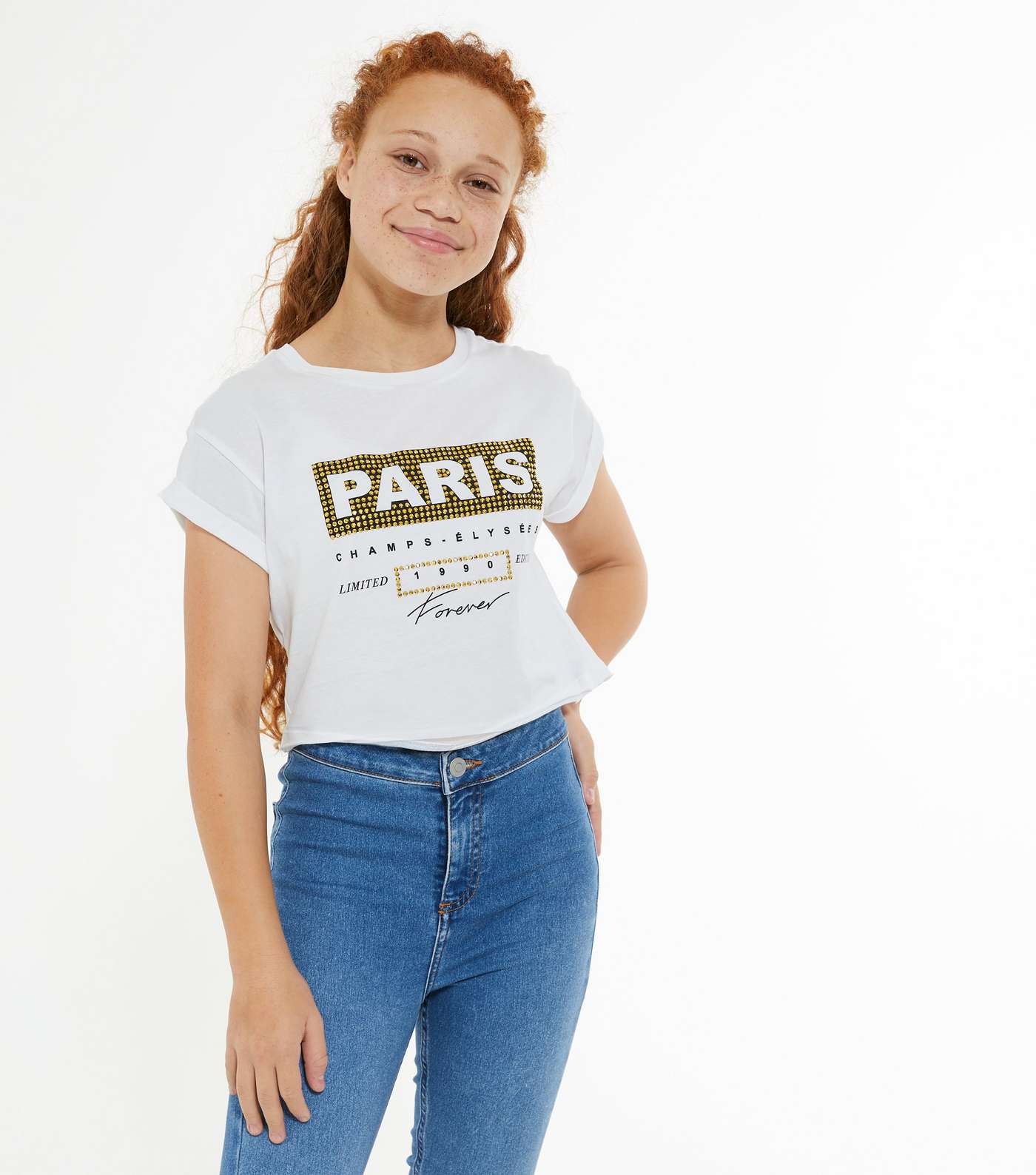 Girls White Gem Box Paris Logo T-Shirt