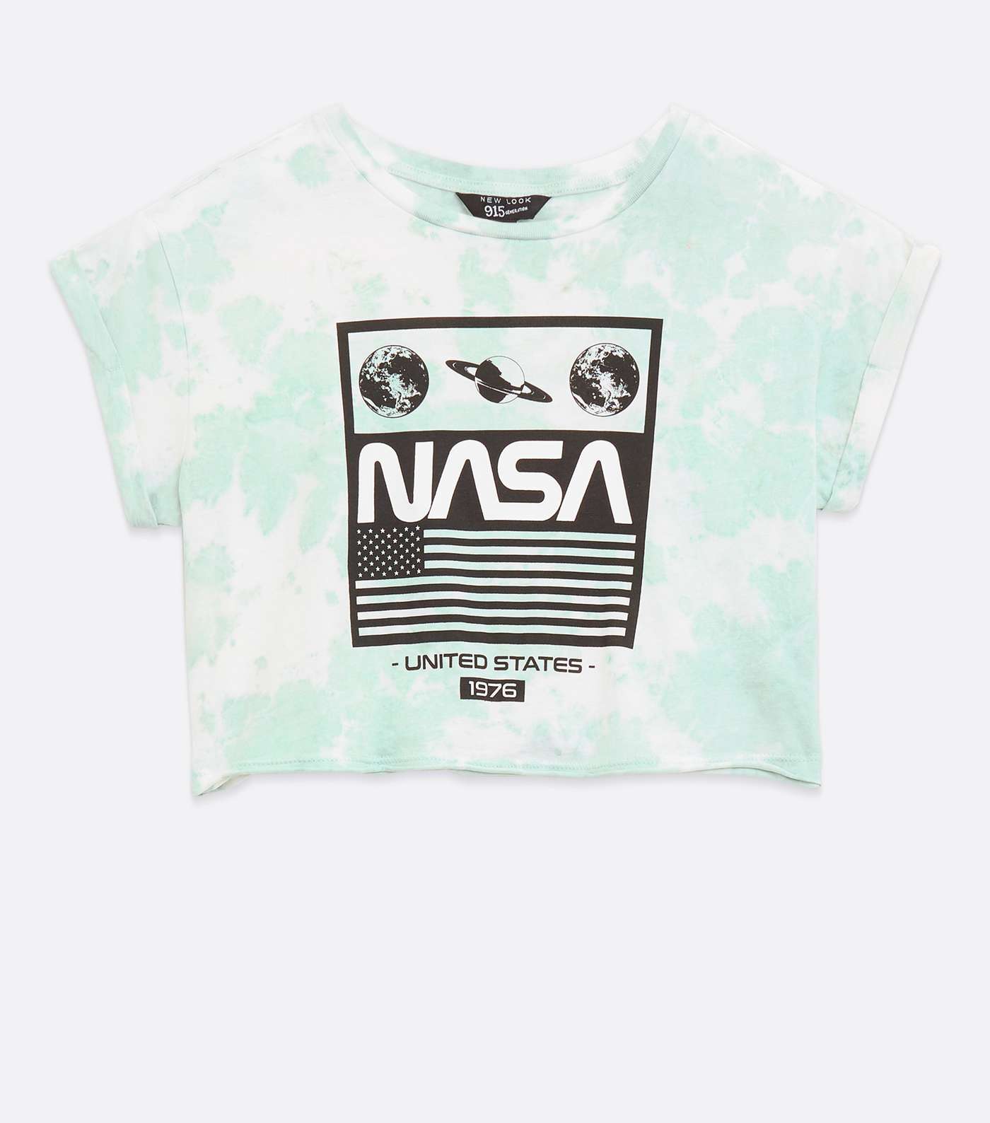 Girls Light Green Tie Dye NASA Logo T-Shirt Image 5