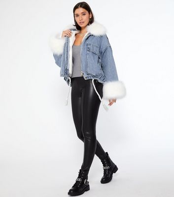 new look denim jacket with fur